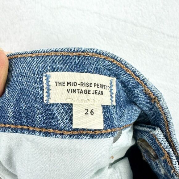 Madewell The Mid Rise Perfect Vintage Straight Jean Criss Cross Edition Size 26 - Picture 12 of 13